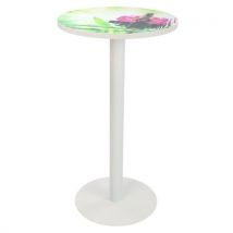 Guéridon Haut Pied Métal Plateau Bambou- Manutan Expert