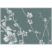 Set De Table Fleur De Cerisier Japonais Abstraite Verte
