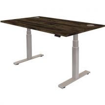 Bureau Réglable Cambio -piètement Gris Plateau 180cm Noyer