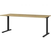 Germania - Bureau GW-Profi 2.0 Droit Chêne Noir - 180x80cm - Charge 80kg - Hauteur Réglable 70-80cm