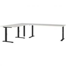 Germania - Bureau droit mécanique GW-Agenda - 260x200cm Gris/Noir - Hauteur réglable 68-91cm - Charge 180kg
