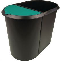 Corbeille Papier De Tri Sélectif-2 Compartiments-noir/vert