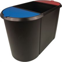 Corbeille Tri Sélectif-3 Compartiments-noir/bleu/rouge