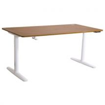 Bureau Réglable Électrique 1 Moteur 160x80 Chêne Pieds Blanc