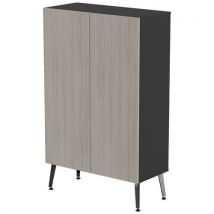 Rangement Haut Teni Larg.80 Cm 2 Portes Noir/chêne Gris