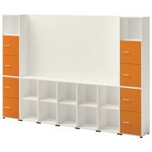 Ensemble Meuble Tv Et Rangement Ivo N°2 Blanc/porte Orange