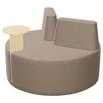 Pouf Tri Ply Ø 115 Cm + Tablette + 2 Dos Tissu Enduit Taupe