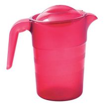 Plastorex - Lot de 6 Pichets Copolyester 1,5L avec Couvercle - Rouge Transparent - Empilables et Usage Alimentaire