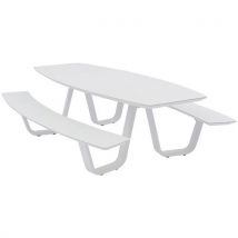 Table Bancs Curv 240 Cm Alu - Blanc