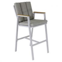 Fauteuil Haut Leather Teck/alu Coussin - Crème