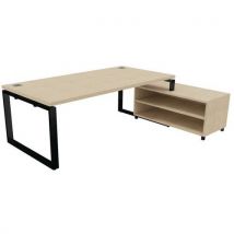 Bureau Dt L200xp100cm Mble De Svce Pied Noir/chêne Fil