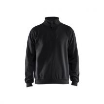 Sweat De Travail Avec Un Col Zippé Noir - Unisexe