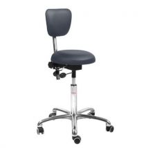 Global Professional Seating - Tabouret de bureau bleu imitation cuir - Réglable 54-73 cm - Ergonomique pour télétravail