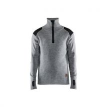 Sweat De Travail En Laine Col Zippé En Gris Chiné Gris Foncé - Unisexe