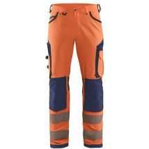 Blaklader - Pantaloni Alta Visibilità Stretch Arancione/Blu - Taglia 56 - Poliestere Resistente - DPI Certificati EN 14404 EN 20471