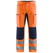 Blaklader - Pantaloni da lavoro alta visibilità arancione fluo/blu - Taglia 38 - Stretch e resistenti - Certificati EN 14404 EN 20471