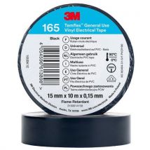 3M - Nastro Isolante Temflex 165 - 10m x 15mm Nero - Elettrico Resistente