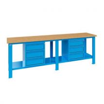 MG Magrini - Banco Monobl 2500x700x885hmm Piano In Legno 3+3 Cassetti