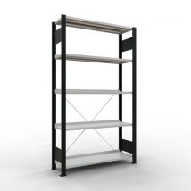 Schulte - Scaffalatura da ufficio Aristo-Clip - Elemento di partenza 1 lato - 1800x300x1000 mm - Nero - 5 ripiani - 85 kg/ripiano