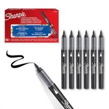 Lotto di 6 Pennarello Vernice Acrilica Sharpie Punta A Pennello - Nero - Sharpie