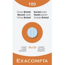 Exacompta - Confezione Da 100 Schede Bristol A Righe Dimensioni 75 X 125 Mm