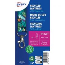 Avery - Laccetti da collo tropicale - 10 pezzi - 44 cm - 80% riciclato - Moschettone
