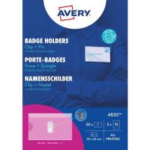 Lotto di 50 Porte-badge Combi Con Fissaggio Pinza E Spilla - Avery - Avery