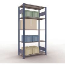 Schulte - Scaffalatura Industriale Easy-Fix - Elemento di Partenza 2000x1000x500mm Blu-Grigio - 5 Ripiani Acciaio - Carico 150kg/Ripiano