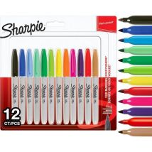 Sharpie - Confezione Da 12 Pennarelli Permanenti A Punta Fine Assortiti
