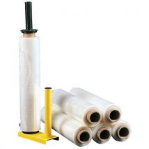 Manutan Expert - Kit Film Estensibile con Svolgitore Metallico - 450mm x 300m 23 μm - Ideale per Pallettizzare Grandi Volumi