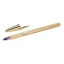 Lotto di 20 Penna A Sfera Cristal Original Shine Or-inchiostro Blu-bic