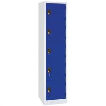 Armadietto A 5 Scomparti Grigio/blu - L 400 - Serratura A Chiave - Manutan