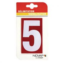 Lotto di 5 Numeri Autoadesivi - Bianco-rosso 50 X 50 Mm