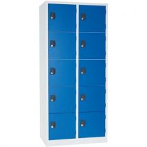 Armadietto A 10 Scomparti Grigio/blu - L 800 - Serratura A Chiave - Manutan