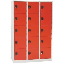 Armadietto A 15 Scomparti Grigio/rosso - L 1200 - Serratura A Chiave - Manutan