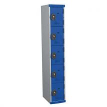 Acial - Armadietto 5 Scomparti Alt.1800 X Lung.300 Mm Grigio Chiaro/blu Serratura A Chiave