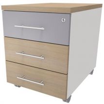 Simmob - Cassettiera Mobile Ineo In Rovere 3 C. Fronte Allum.