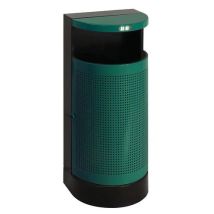 Vepabins - Pattumiera da Esterno Semicircolare Verde - 35L Metallo Acciaio - Fissaggio Resistente