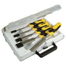 Stanley - Set 5 Scalpelli Legno 6-25mm Bi-Materia - Utensili Manuali per Lavori di Taglio