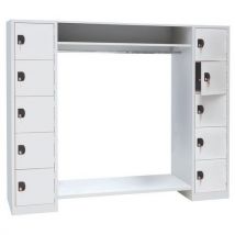 Armadietto 10 Scomparti E Appendiabiti Grigio/grigio - Larghezza 900 Mm - Manutan