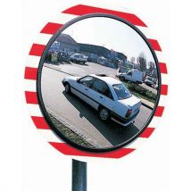 Kaptorama - Specchio Per Officine Telaio Rosso/bianco Diam=80 Cm Policar