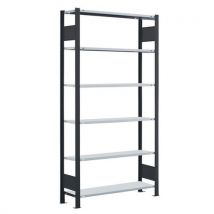 Schulte - Scaffalatura da ufficio Aristo-Clip 1 lato - 2300x300x1300 mm Nero - 7 ripiani 85 kg/ripiano Acciaio Montaggio a incastro