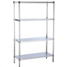 Scaffalatura Inox AISI 304 - Elemento Base 1800x400x1000 mm - 4 Ripiani - Ideale per Negozi e Ambienti Freddi