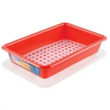 Gilac - Contenitore Piatto 5 L Haccp Con Coperchio E Griglia - Rosso