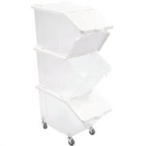 Gilac - Set Da 3 Contenitori Per Ingredienti Da 30 L Con Coperchio E 4 Rotelle