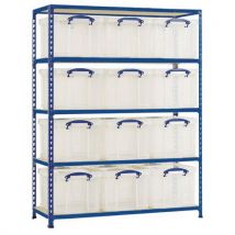 Scaffalatura Per Contenitori 35 L 1.600x1.220x455 Mm + 12 Contenitori - Manutan