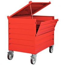 MDM - Cassa-pallet In Lamiera 1213x837x1087 Mm Portata 1000 Kg Con Porta Coperchio E Rotelle