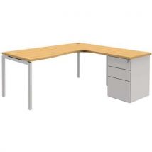 Quadrifoglio - Scrivania Compatta Open Faggio 120x80 Estensi One:dx 180x60