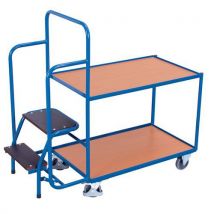 Variofit - Carrello 2 Ripiani Legno E Scaletta 990x595mm 250kg Variofit