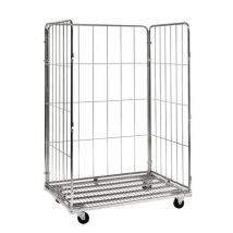 Italiana Contenitori - Roll-container In Acciaio A 3 Lati A Griglia-portata 400 Kg